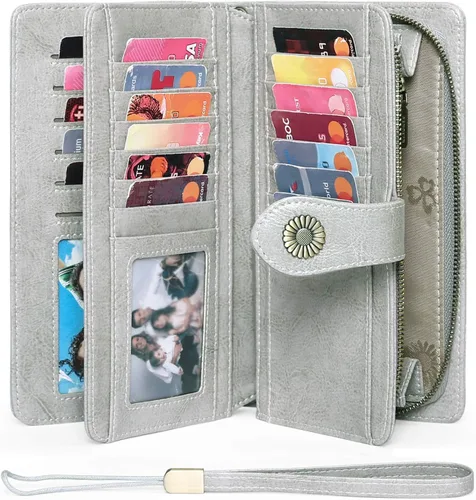 Miniatura 2 de FALAN MULE Cartera de cuero genuino RFID bloqueo gran capacidad Trifold señoras cartera.