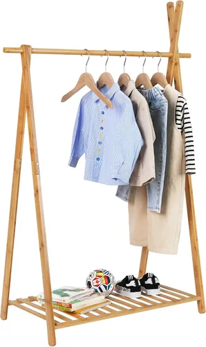 Miniatura 8 de Jotsport Estante plegable de bambú para niños, con almacenamiento Farbico, pequeño armario abierto para sala de juegos, guardería, baby shower