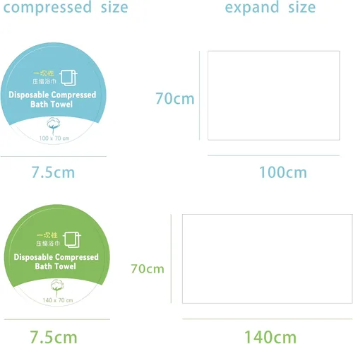 Miniatura 4 de Toallas comprimidas – Toalla de baño comprimida de 55 x 28 pulgadas, 5 toallas de baño desechables grandes para viajes, toallas de baño de algodón