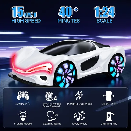 Miniatura 2 de Auto a Control Remoto, Autos RC Juguetes para Niños de 4, 5, 6, 7, 8, 9, 10, 11, 12 años, 2.4GHz, rotación de 360°, autos RC con luces geniales