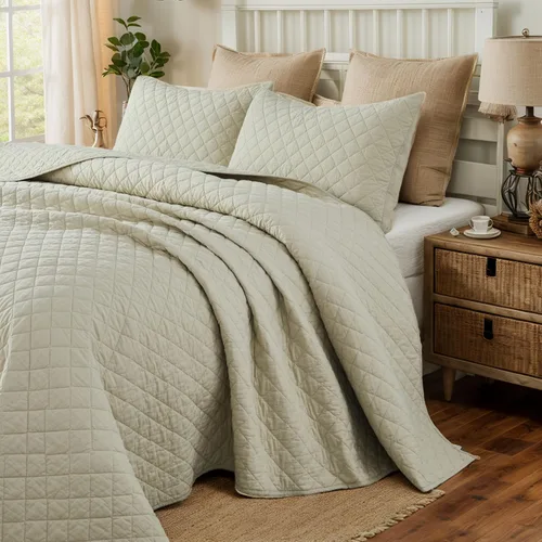 Brandream Juego de ropa de cama de algodón de 3 piezas de 3 piezas con diseño de diamantes beige terroso, moderno, bohemio, chic y minimalista