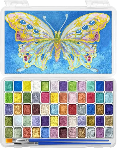 Miniatura 12 de CraftyManor Mini Juego de Pintura de Acuarela Cambiante de Silvicultura, 40 Pinturas de Acuarela Cambiantes de Color, Pinturas de Acuarela Metálicas