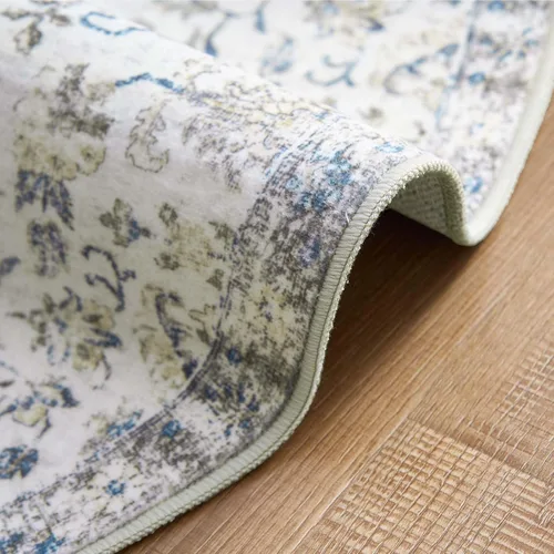 Miniatura 8 de jinchan Kalen - Alfombra de área lavable con diseño floral vintage, alfombra de entrada de medio círculo de 2 x 3, tapete de media luna de pelo
