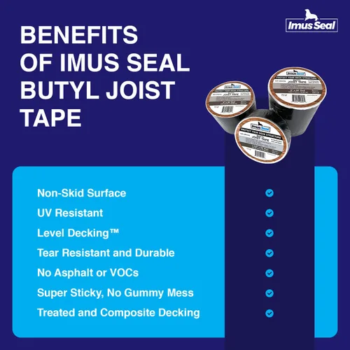 Miniatura 6 de Imus Seal® Cinta de viguetas de butilo para vigas y vigas de cubierta intermitentes, resistente a los rayos UV, Level Decking™, Protect Your Deck