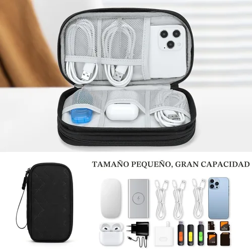 Miniatura 6 de FYY Organizador para accesorios electrónicos, para viajes, para cables, celular y cargadores, estuche portátil, impermeable, doble capa, bolsa
