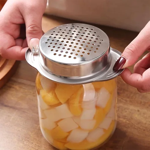 Miniatura 4 de Colador de acero inoxidable duradero de 4.69 pulgadas, tapa de prensa de metal, filtro de atún, colador de latas para colar de cocina, drenaje