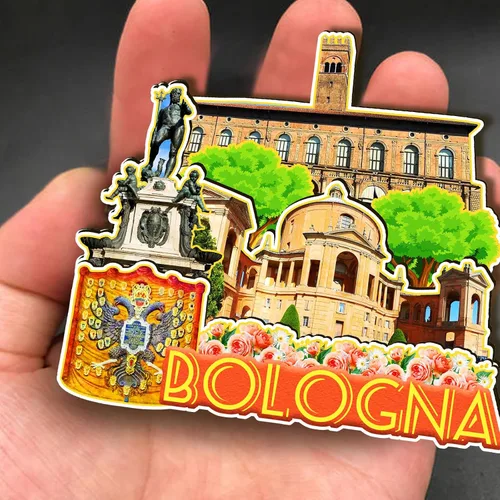 Miniatura 4 de Imán de madera de Italia Bolonia 3D para nevera, recuerdos coleccionables, decoración hecha a mano, artesanías 2