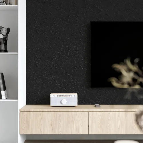 Miniatura 2 de Cohoo Home Papel pintado de seda negra para despegar y pegar para dormitorio Papel de contacto texturizado sólido negro para gabinetes y cajones