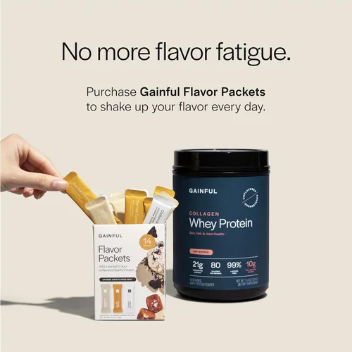 Miniatura 4 de Polvo de proteína de suero de colágeno Gainful, 21g de proteína por porción, sin sabor, apoya la recuperación muscular, la salud