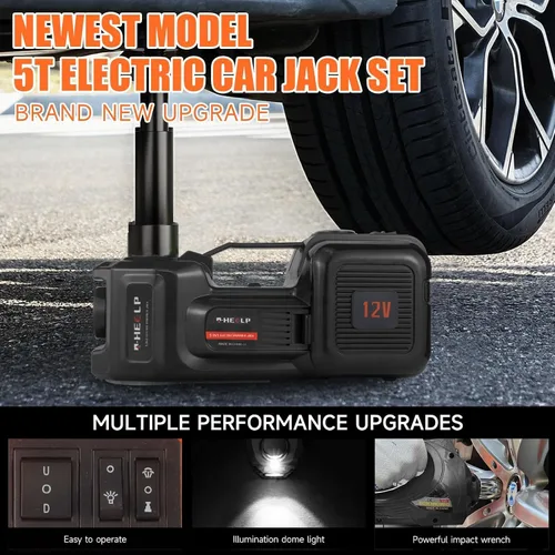 Miniatura 4 de E-HEELP Kit de gato eléctrico para coche hidráulico de 5 toneladas y 12 V (rango de elevación: 6.1 ~ 17.7 pulgadas) con llave de impacto eléctrica