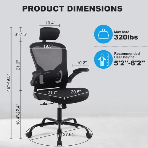 Miniatura 2 de Paquete de 10 sillas ergonómicas de oficina con reposacabezas ajustables 3D, sillas de escritorio de malla para oficina en casa con soporte lumbar