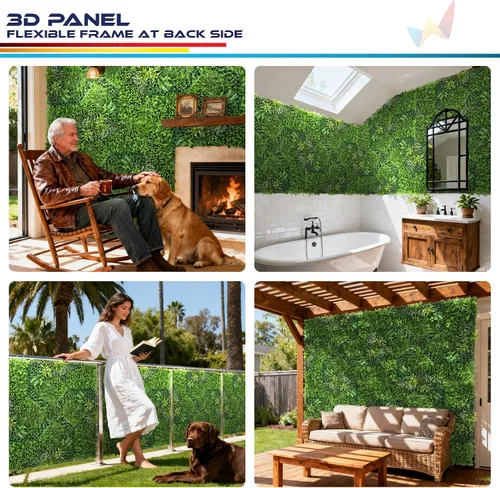 Miniatura 2 de Windscreen4less 1 panel artificial de boj de 40 x 40 pulgadas, decoración de pared verde hierba sintética para decoración de interiores y Panel 3D