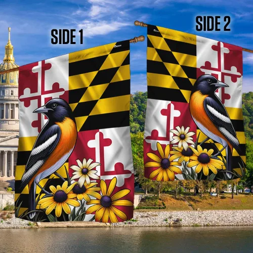 Miniatura 3 de FLAGWIX Bandera Americana - Bandera del Estado de Maryland con Oriole de Baltimore y Flor de Ojo Negro, Bandera Premium de Poliéster Decorativa