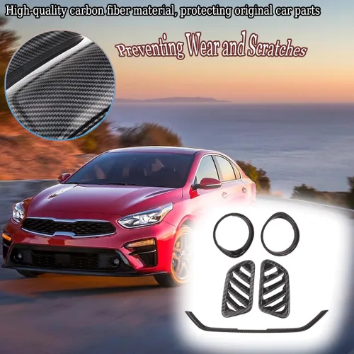 Miniatura 5 de MUXEE para Kia Forte 2019-2024 5PCS ABS Fibra de Carbono Centro Control Aire Acondicionado Marco Salpicadero Superior Salida de Viento Cubierta