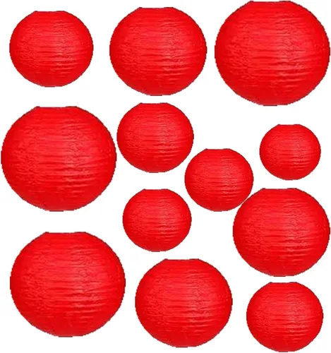 Miniatura 9 de 12 faroles de papel de 6, 8, 10, 12 pulgadas, decoración de fiesta, linternas de papel negro rojo dorado para bodas, novias, cumpleaños, exteriores