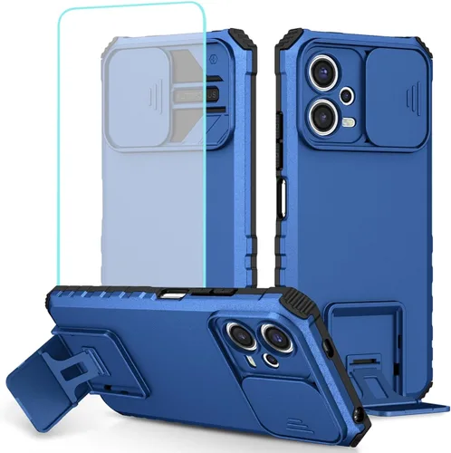 Miniatura 10 de Funda para Redmi Note 12 5G, Redmi Note 12 4G/Poco X5 5G con protector de pantalla de vidrio templado y cubierta de cámara deslizante, cubierta