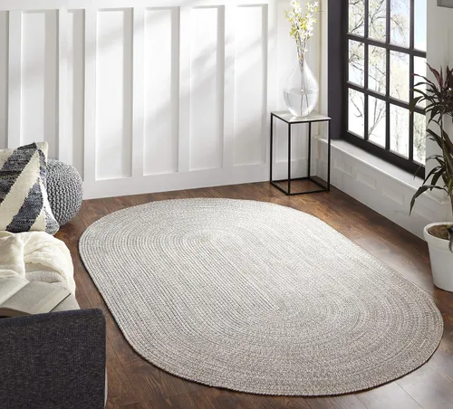 Miniatura 43 de BNM - Alfombra ovalada bohemia para interiores y exteriores con patrón trenzado sólido, perfecta para patio trasero, patio, oficina, sala de estar