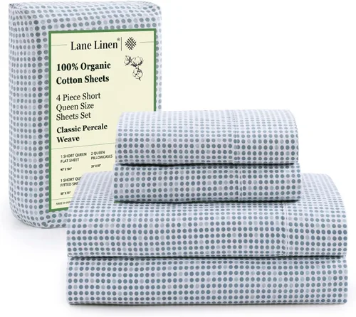 Miniatura 38 de LANE LINEN Sábanas 100% algodón orgánico para cama tamaño King, sábanas de percal suave, transpirables, de lujo, estilo hotelero, lavables a 09