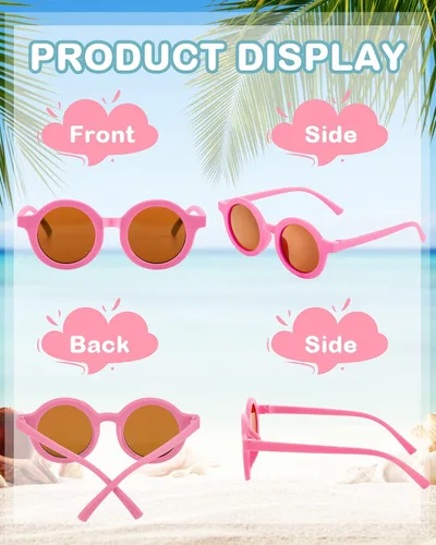 Miniatura 3 de Flutesan 24 pares de lentes de sol redondos para niños, lindos lentes de sol circulares retro para niños y niñas, niños pequeños al aire libre UV