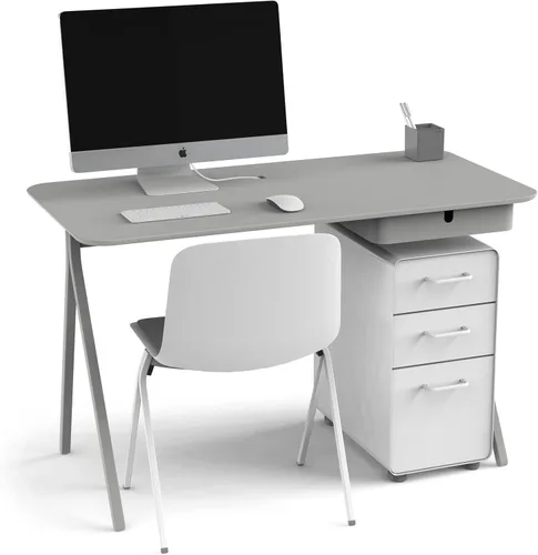 Miniatura 2 de Poppin Clave del Éxito - Gris claro, 48", el juego incluye: 48" Key Desk, Key Chair con almohadilla de asiento, Archivador delgado de 3 cajones