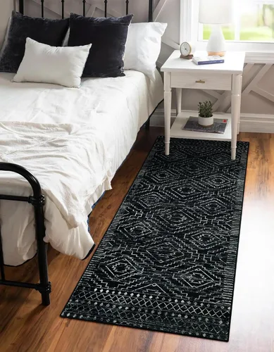 Miniatura 5 de Wonnitar Alfombra Corredor de Cocina Lavable 2x6, Corredores Marroquíes Negros para Pasillo, Tapete Antideslizante Bohemio Suave para Baño Alfombra