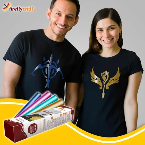 Miniatura 5 de Firefly Craft - Lámina de vinilo elástico para transferencia de calor, HTV metálico, para planchar para usar con Cricut y Silhouette, para prensa