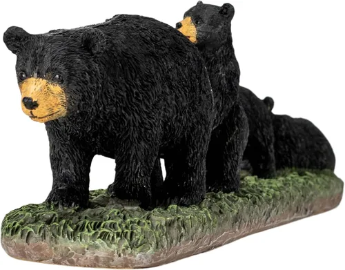 Miniatura 5 de Black Mama Bear and Cubs - Figura de mesa de resina de 11 x 3