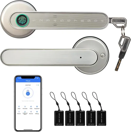Miniatura 10 de TTLock Smart Lock Cerradura de puerta de huellas dactilares, cerradura inteligente 5-1 cerradura de puerta de entrada sin llave con lector