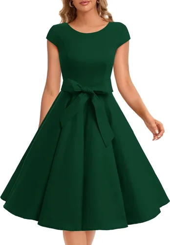 Miniatura 58 de Dressystar - Vestidos clásicos de fiesta con mangas casquillo, estilo Rockabilly y retro de la década de 1950