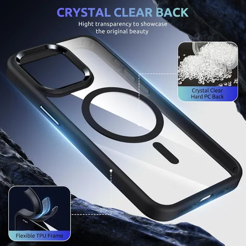 Miniatura 5 de Funda magnética para iPhone 12 Pro Max, compatible con MagSafe, [protección contra caídas de grado militar] TPU suave y transparente para iPhone 12