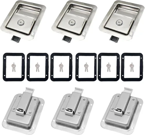Miniatura 8 de Paquete de 4 Cerraduras de Puerta de Acero Inoxidable Resistentes con Pestillo de Manija de Montaje Empotrado para Caja de Herramientas de Remolque
