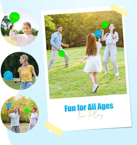 Miniatura 5 de TEILLNET Juego de bolas de remo, juegos al aire libre para adultos y familia, juegos de bádminton para patio trasero con 4 raquetas, 4 bolas 8