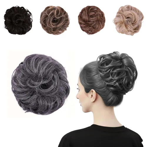 Miniatura 21 de Juvabun Messy Bun 2.0 - Extensión de cabello de moño desordenado de color gris claro, suave y ligero, para mujer, uso diario Gris claro 2.0