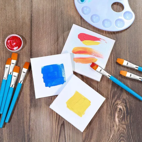 Miniatura 7 de Zonon 10 pinceles planos de pintura de 3/4 pulgadas, accesorios de manualidades, pequeños pinceles de pintura de acuarela, a granel para detalles