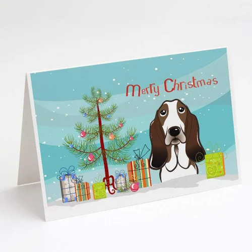 Miniatura 17 de Caroline's Treasures BB1616GCA7P - Tarjetas de felicitación y sobres de árbol de Navidad y sabueso afgano, paquete de 8 tarjetas en blanco