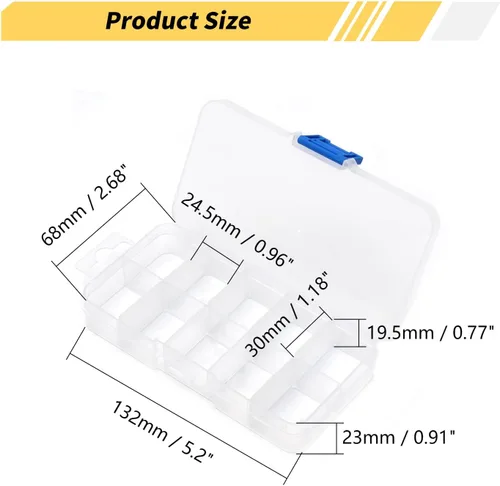 Miniatura 2 de MroMax Pequeña caja organizadora de plástico transparente de 10 rejillas, almacenamiento de manualidades con divisores ajustables, caja organizadora