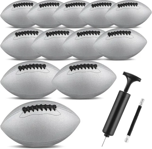 Miniatura 7 de Syhood Paquete de 12 balones de fútbol de cuero compuesto, tamaño oficial, fútbol inflable de cuero a granel con regulación de bomba, fútbol