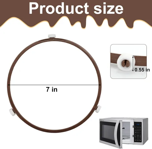 Miniatura 2 de Anillo giratorio de microondas de 7 pulgadas con rodillos de 0.6 in, pieza de repuesto universal para bandeja de horno para placas de vidrio de 7.0