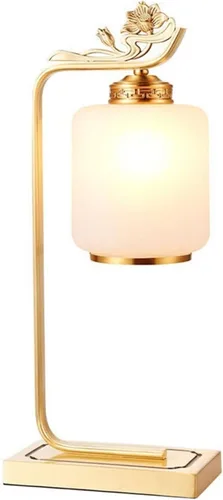 Lamp for Desk Indoor Living Room Desktop Copper Base Table Lamp Bedroom Bedside Lamp Desk Office Reading Lamp Retro Zen Decorative Lamp Desk Lamps