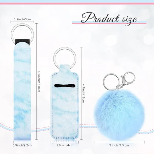 Miniatura 3 de Hicarer Juego de 30 bolsas para lápiz labial con diseño de mármol, incluye llavero y muñequera, bolsa de bálsamo labial estilo mármol y accesorio