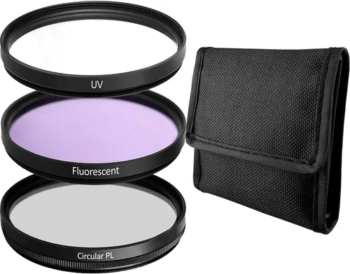 Kit de filtro de lente de 2.047 in, incluye CPL, UV, FL-D (UV, polarizador, fluorescente) universal para lente de cámara + estuche de viaje