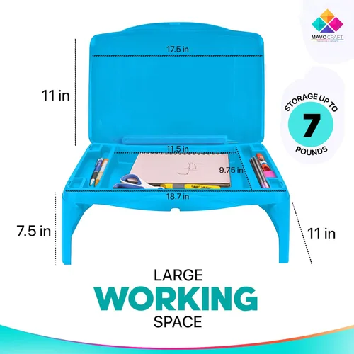 Miniatura 2 de MAVOCRAFT Bandeja Plegable para Niños con Almacenamiento - Escritorio Portátil de Regazo para Niños y Adultos - Escritorio de Regazo para Niños