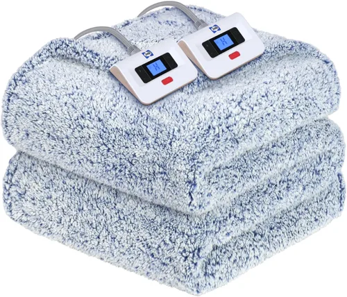 Miniatura 12 de Sealy - Manta eléctrica térmica de doble sherpa suave de 50 x 60 pulgadas súper acogedora con 6 niveles de calentamiento rápido y apagado automático
