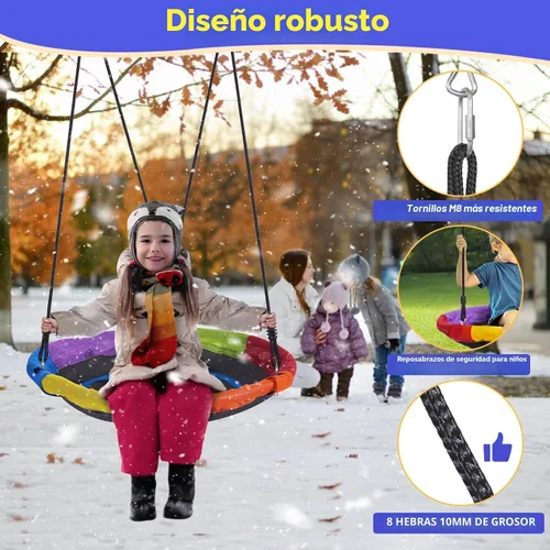 Miniatura 5 de Lunafun Juego de columpios para patio trasero con tobogán para niños, 440 libras, marco en A, 1 asiento de columpio con platillo, 1 asiento