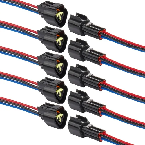 Miniatura 6 de Conectores impermeables de 2 pines, conector de cable eléctrico automotriz impermeable de 16AWG, macho hembra de desconexión rápida para automóvil