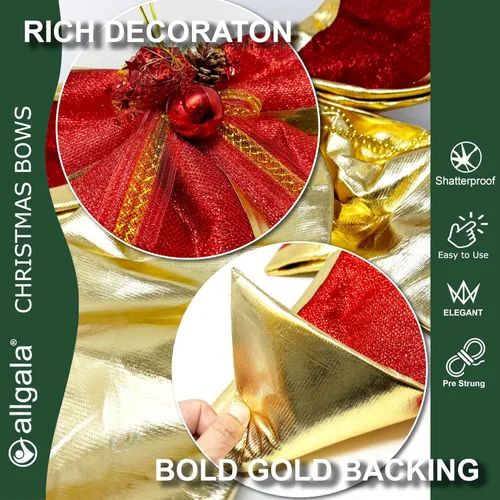 Miniatura 3 de Allgala Arcos decorativos de Navidad para guirnalda de corona, árbol de Navidad (14 pulgadas, grande, 1 paquete)-XBW93042