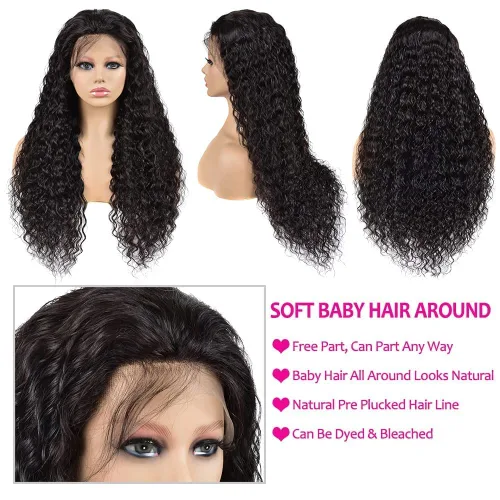 Miniatura 3 de Tandovee Peluca de cabello humano rizado profundo transparente HD, sin pegamento, con encaje frontal, prearrancado, densidad del 180%, cabello