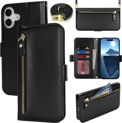 Miniatura 46 de Lipvina Funda tipo cartera para iPhone 12 Pro Max / 13 Pro Max para mujeres, bolsillo con cremallera, funda de teléfono de cuero PU con soporte