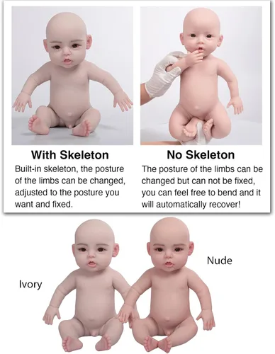 Miniatura 4 de Muñecas de bebé Reborn de 17.7 pulgadas de silicona realista de cuerpo completo, muñecas no de vinilo, muñeca de silicona platino real realista