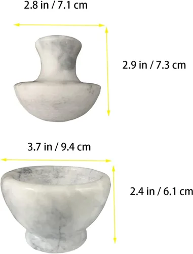 Miniatura 3 de Juego de mortero y mortero, piedra de mármol natural, guacamole especias hierbas ensaladas molinillo (blanco)